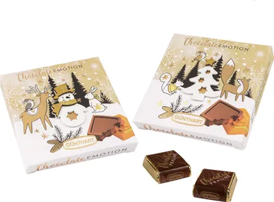 Produktbild von Günthart 2 Stück Pralinen Wintergeschenk mit verschiedene Motiven