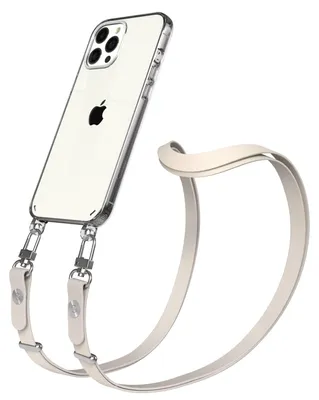 Produktbild von EAZY CASE Handykette magnetisch mit Handyhülle für Apple iPhone 12 Pro Max, Crossbody Handyband 1-1,90m verstellbar mit 2 Ösen in Creme