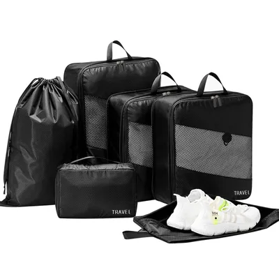Produktbild von Kofferorganizer Compression Packing Cubes Set für mehr Platz im Koffer & Backpack (6-tlg), für Rucksack & Koffer