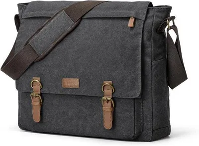 Productafbeelding van Schoudertas Heren Canvas - Crossbody tas Werk - Dagelijks Gebruik - Meerdere Vakken - 25 x 8 x 32 cm