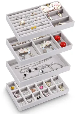 Produktbild von Sicherheitsbox, Schmuckopbecher, Schmuckeinzug für Schubladen, Stapelbar, Schmuckeinzug für Schubladen, Für das Aufbewahren und Präsentieren von Ohrringen, Halsketten, Ringen