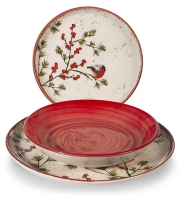 Productafbeelding van 18-delig Kerstservies in Rood Steengoed