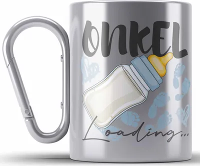 Produktbild von Trendation - Onkel Loading Edelstahl Tasse Karabiner Werdender Onkel Schwangerschaft Ankündigung Bruder (Silber)