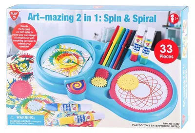 Produktbild von Playgo 2-in-1 Spiral-Zeichenset – 33-teilig.