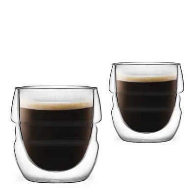 Obrázek produktu pro Hrnek, hrnek na pití, hrnek na kávu, hrnek na čaj, sada termoskel, dvoustěnný termohrnek ze skla VIALLI DESIGN 70 ml HOMLA