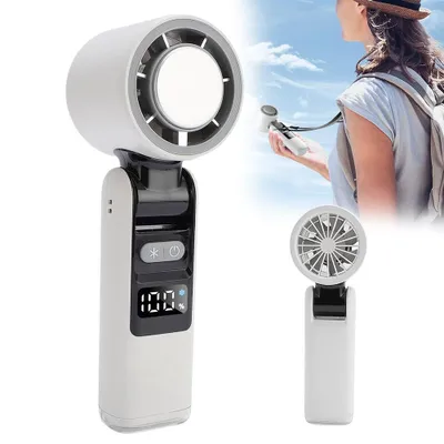 Obrázek produktu pro Ruční ventilátor, dobíjecí, přenosný, bezdrátový mini ventilátor s USB, výkonný motor, skládací konstrukce, USB ventilátor, 1–199 rychlostí