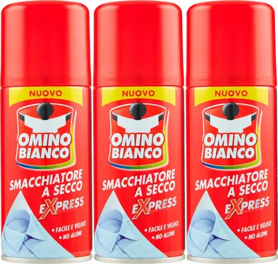 Produktbild von Omino Bianco - Spezialprodukt zur Entfernung von intensiven Flecken, Trockenspray Expess, sofortige Wirkung ohne Schlieren, 3 Flaschen x 125 ml