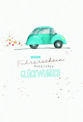 Produktbild von Führerschein Fahrerlaubnis Karte mit Briefumschlag blaues Auto