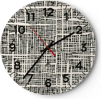 Produktbild von Wanduhr - Rund - Glasuhr - Textur Muster Stück - 30x30cm - Schleichendes Uhrwerk - Lautlos - zum Aufhängen bereit - Dekoration Modern - Wanddekoration aus Glas - C4AR30x30-4926