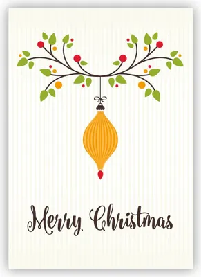 Produktbild von 4x Elegante englische Weihnachtskarte mit Weihnachtsschmuck: Merry Christmas
