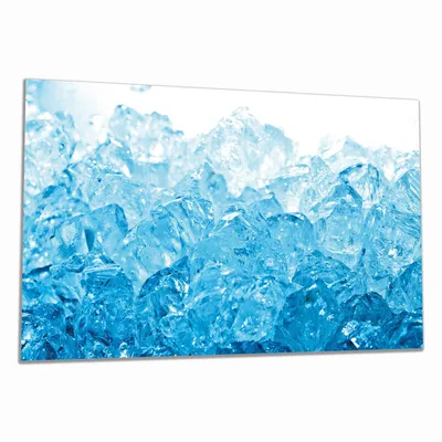 Produktbild von Wallario Herdabdeckplatte aus Glas, Größe 90 x 52 cm 1-teilig, Motiv Leuchtendes Eis in blau