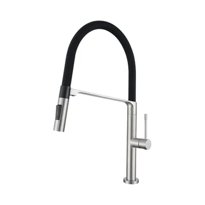Produktbild von VBChome Küchenarmatur Inox mit flexibler Auslaufbrause 360° schwenkbar 2 Strahlarten Keramikkartusche Einhebelmischer Höhe 475 mm