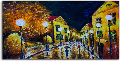Produktbild von Coloray Spritzschutz aus Glas 140x70  Wandkunst Küchenrückwand  Nacht Abend Stadt Französisch Dorf