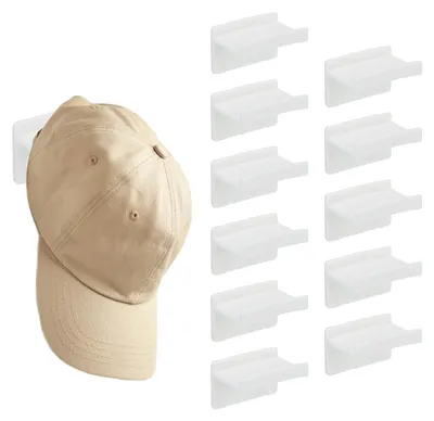 12er Set selbstklebende Cap-Halter für Baseballcaps, Weiß