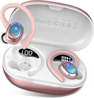 Produktbild von Bluetooth 5.4 Kopfhörer Sport, 2026 In Ear Kopfhörer Kabellos Bluetooth mit 6D Stereo/4 ENC Mic, 50H Noise Cancelling Ear buds, Over-Ear Sportkopfhörer mit Ohrhaken, IP7 Wasserdicht Ohrhörer für Sport