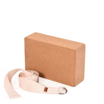Obrázok produktu pre Opasok a korkový blok 'Lotau' Oliver yoga - hnedý