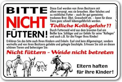 Produktbild von Hinweisschild - Esel bitte nicht füttern - 308898 - Gr. ca. 30 x 20 cm -  Tiere