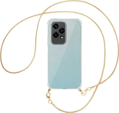 Produktbild von Handykette Backcover-Schutzhülle mit Band (Metall goldfarben) für Honor 200 Lite - goldfarbene Snake-Kette
