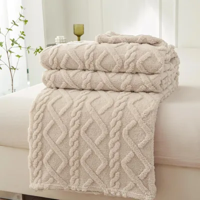 Produktbild von Kuscheldecke Flauschig 150x200 Wohndecke Lammdecke Flauschige Weiche Sofadecke Fleecedecke Couchdecke Warme kuscheldecke für Bett Sofa, Beige