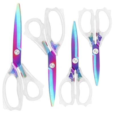 Imagen del producto de Omgoods - Juego de 4 tijeras coloridas con hojas de titanio