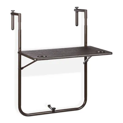 Produktbild von Relaxdays Balkonhängetisch klappbar, 3-fach höhenverstellbar, Tischplatte in Holz-Optik BxT: 59,5 x 36 cm, braun
