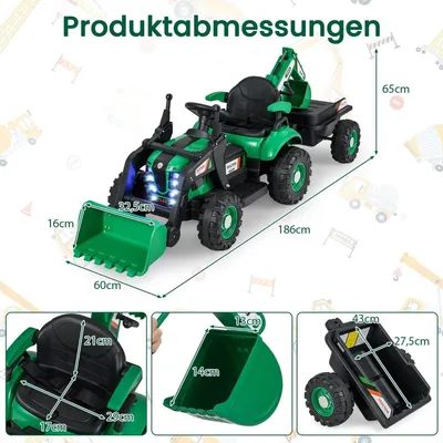 Obrázok produktu pre Elektrický traktor s prívesom a diaľkovým ovládaním - 12V