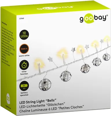 Produktbild von Goobay 10er LED-Lichterkette "Glöckchen", 10 Lampen, LED, Warmweiß, 3000 K, 5 lm, 10000 h