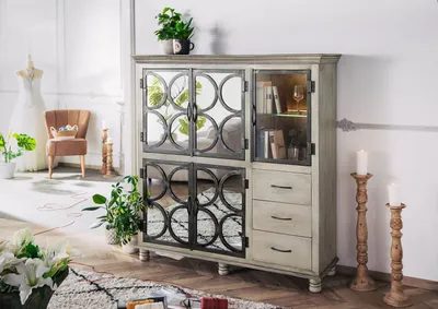 Produktbild von MASSIVMOEBEL24 Highboard Mango 150x45x160 grau lackiert HERMITAGE #015