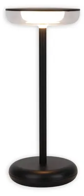 Image de Lampes d'extérieur - Lampe de table rechargeable "PASI" : H : 26,4 cm, noire. Lampe de table pour l'extérieur, design moderne en plastique noir, hauteur : 26,4 cm, diamètre : 11 cm. Plaque LED – variateur intégré – capteur tactile – fonctionnement sur batterie – inclut une fonction de mémorisation