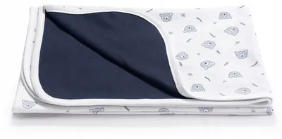 Obrázek produktu pro Jukki úpletová deka 100x75 cm oboustranná – bavlněný interlock, bez výplně – Teddy Bear Blue