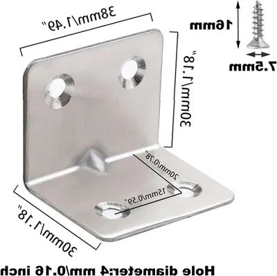 12 Stücke Eckwinkel aus Edelstahl, 30×30×38mm, L-förmige Stützwinkel für Möbelverbindungen, 90 Grad Eckwinkel mit 48