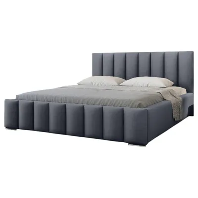 Obrázek produktu pro Postel Greta 200x200 s úložným boxem, Čalouněná Manželská postel, pevný lamelový rošt. Šedá Velvet. Výrobce ADIDAR