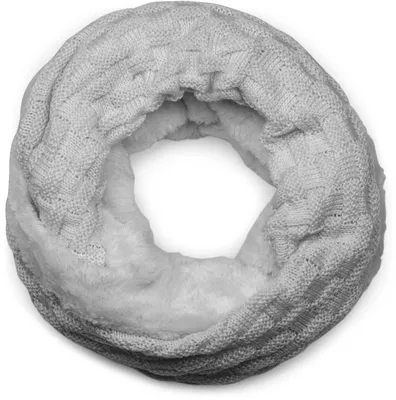 Produktbild von styleBREAKER Damen Loop Schal mit Flechtmuster | warmer Feinstrick Schlauchschal 58x21 cm | weiches Teddyfleece Futter | Winter & Übergang