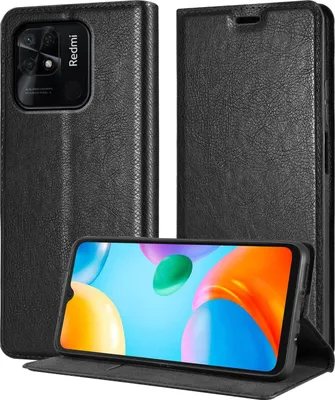 Produktbild von Cadorabo Hülle für Xiaomi RedMi 10C / POCO C40 in NACHT SCHWARZ Schutzhülle mit Magnetverschluss, Standfunktion und Kartenfach Flip Case Cover Etui Handy Klapp Hülle Book Tasche