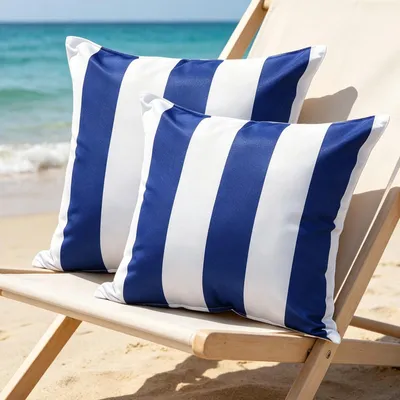 Outdoor Kissenbezug 45x45 cm, wetterfest, 2er-Set, Streifen