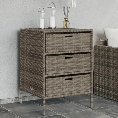 Obrázek produktu pro Zahradní úložná skříň polyratan Šedá / 55 x 59 x 80 cm