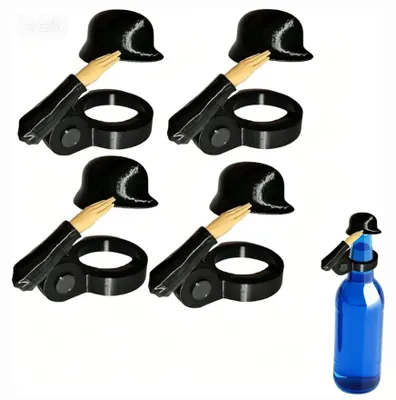 4er-Set Bierflaschenverschluss Soldatenhelm mit Gruß (B)