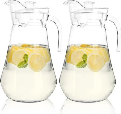 Obrázek produktu pro Unyqoos® Pivoň, 11 oz / 200 ml, průhledný skleněný hrnek bez obsahu olova s uchem a brčkem, vhodný do mrazáku, robustní provedení, sada 2 kusů, H24,9ר9,9 cm