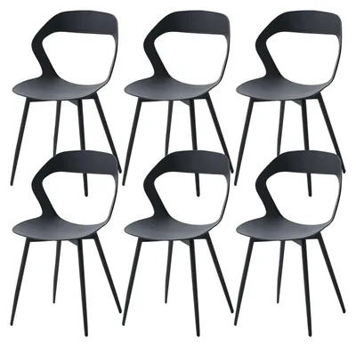 Image de Chaises de salle à manger - Chaises - Chaises pour salle à manger - Chaises noires - Lot de 6 - Pieds en métal