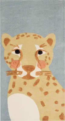 Produktbild von BELIANI Kinderteppich Grau / Gelb aus Baumwolle 80 x 150 cm Leoparden Motiv für Kinderzimmer Spielteppich