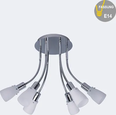 Produktbild von Energiesparende Decken-Pendelleuchte ZARA 6 flammig mit Flexarmen