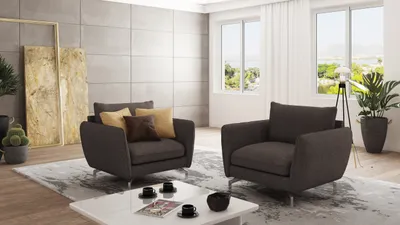 Produktbild von S-STYLE MÖBEL - Modernes Sessel Frema mit Silber Metall Füßen aus Braun - Khaki Luxusmicrofaser, B/T/H: 103 cm / 92 cm / 87 cm