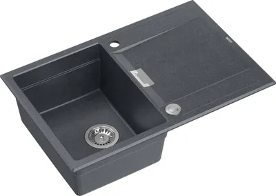 Obrázok produktu pre QUADRON Drez 1-drezový drez | Rozmery: 76 x 50 x 21,5 cm | OWEN 111 | Kuchynský drez Granitový drez z GraniteQ so sifónom | Čierna a oceľová farba