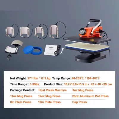 Produktbild von 8-in-1 Sublimations-Wärmepresse – Transferpresse – Druckmaschine – Tassenpresse – Mützenpresse – Arm mit 360° Drehung