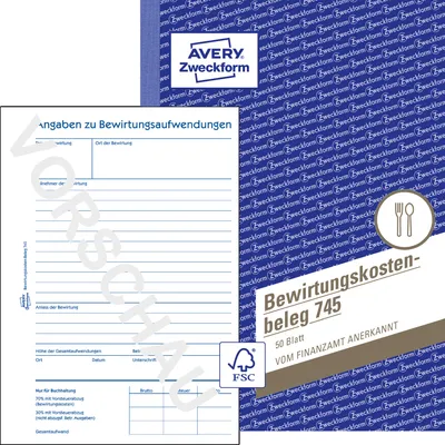 Produktbild von Avery Zweckform 745, Bewirtungskostenbeleg, A5, 50 Blatt