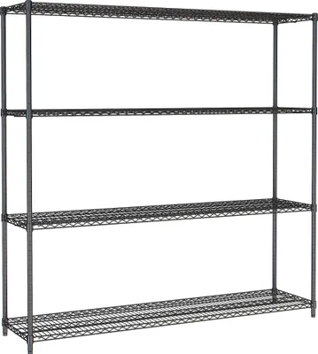 Produktbild von CHEFGASTRO Gitterbodenregal mit 4 Fachböden | HxBxT 180x180x45cm | Fachlast 250kg | Schwarz