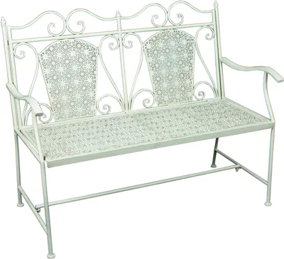 Produktbild von Gartenbank "Lascar" aus Stahl in naturweiß. Abmessungen (BxHxT) 120x95x48 cm