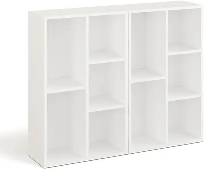 Produktbild von KOMTO Bücherregal Weiß 2er Set - Bücherschrank Regal Schmal mit 5 Fächern für Wohnzimmer, Kinderzimmer, Schlafzimmer - Book Shelf Sola 50B x 24T x 80H