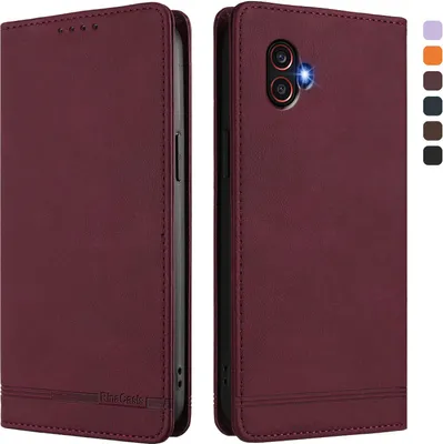 Image de Etui pour Samsung Galaxy XCover6 Pro, étui rétro en cuirPolyuréthaneavec support et fentes pour cartes de crédit Rouge