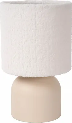 Zdjęcie produktu dla Lampa stołowa z abażurem Woolly biało-kremowa 1xE14x40W tkanina wym:28x16x16cm IP20 Lucide
